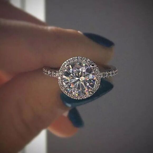 Jewelry - NEW! Dainty 18K White Gold Diamond Engagement Ring